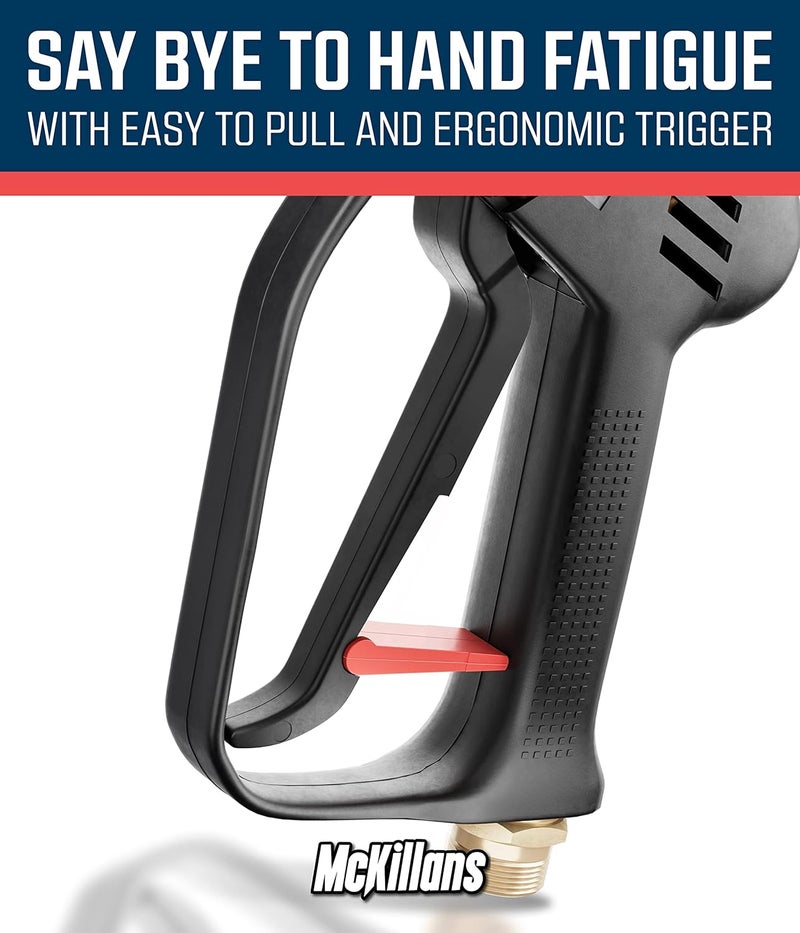 McKillans ® Short Pressure Washer Gun with Replacement M22 Inlet - High Pressure Water Handle with 1/4” Quick Connector Coupler - Power Washer Gun Compatible with Foam Cannon - Car Wash Foam Gun - Image 5